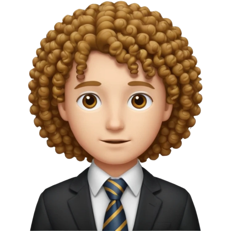 curly hair with tie emoji