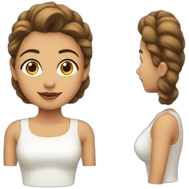 Mujer blanca con pelo corto castaño y pendientes grandes emoji