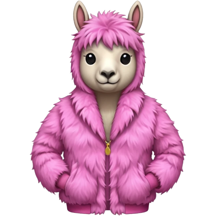pink llama fur jacket emoji