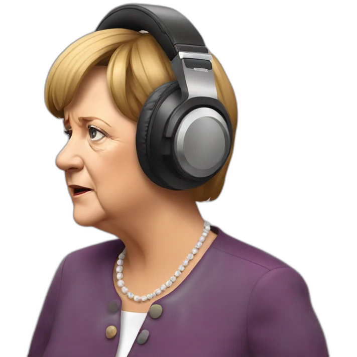 Angela Merkel listening to loud music on her headphones emoji