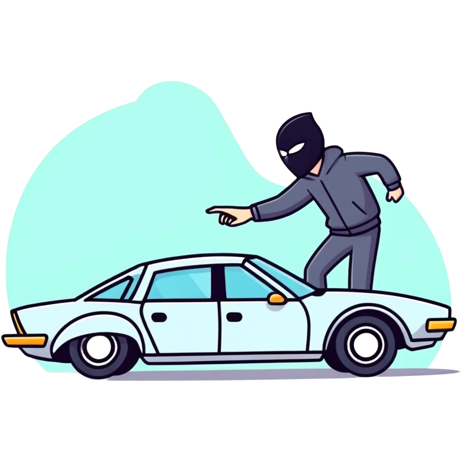 expensive car with a thief emoji
