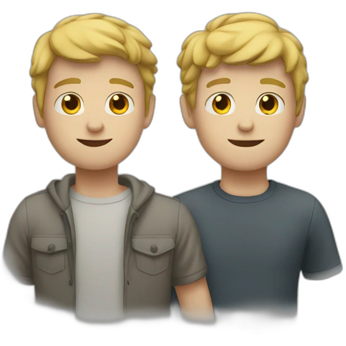 two male white friends standing too close emoji