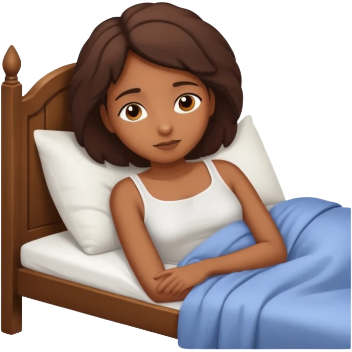 brown skin girl resting in bed emoji