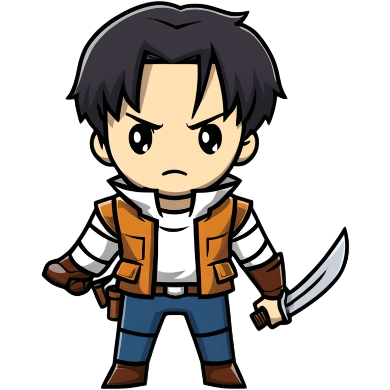 Levi Ackerman from Attack on Titan, with serious expression, wielding ODM gear emoji