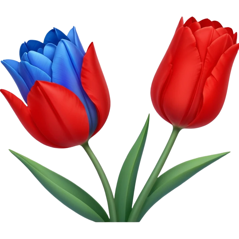 Half red moon and blue tulip emoji