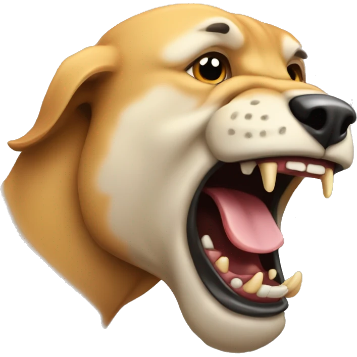 the mouth of an animal, in profile to the right side, an aggressive growl, saliva emoji
