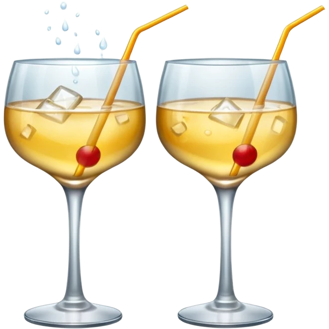 two cocktail cheers each other, without fruit, without tube emoji