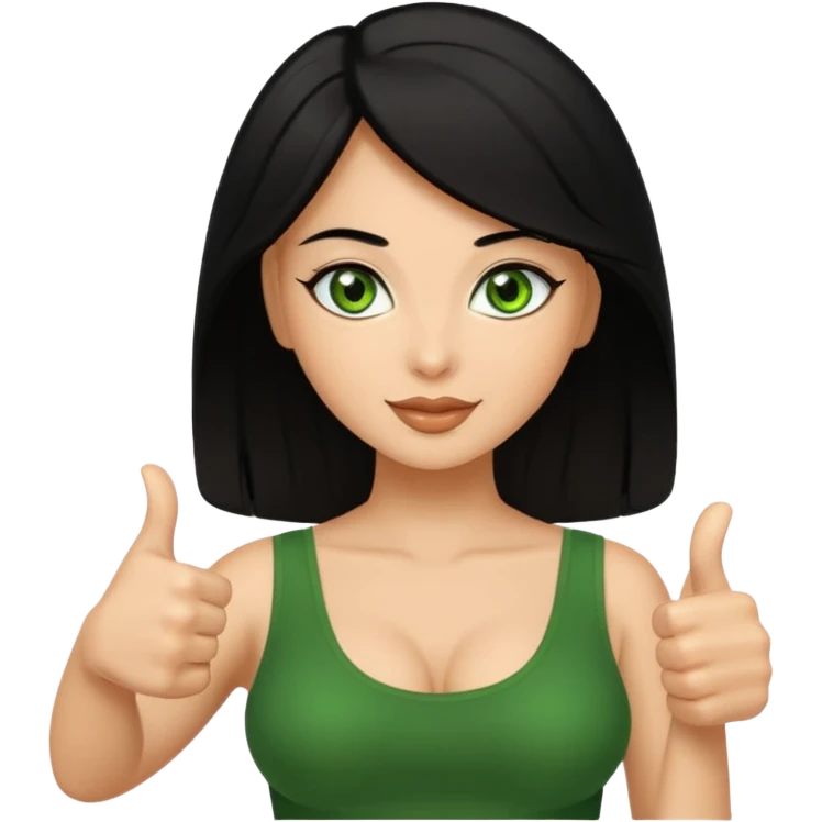 Sexy brown  lady with black hair and green eyes thumbs up black  emoji