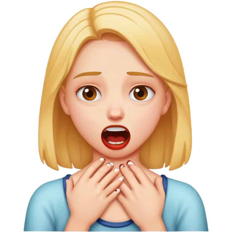 girl choking herself as a joke emoji
