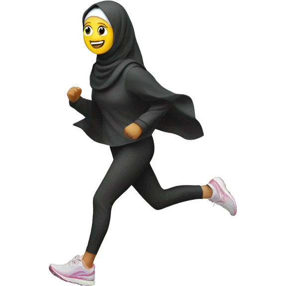 running with hijab beside the beach emoji