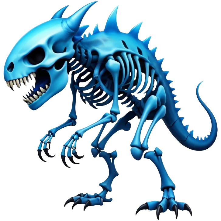 A black and blue gradient epic shiny cool edgy skeletal animal-monster-creature, full body emoji