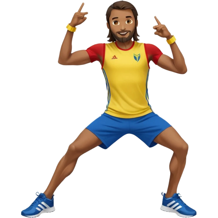 jesus in adidas clothes looking cool doing Usain bolt's move emoji