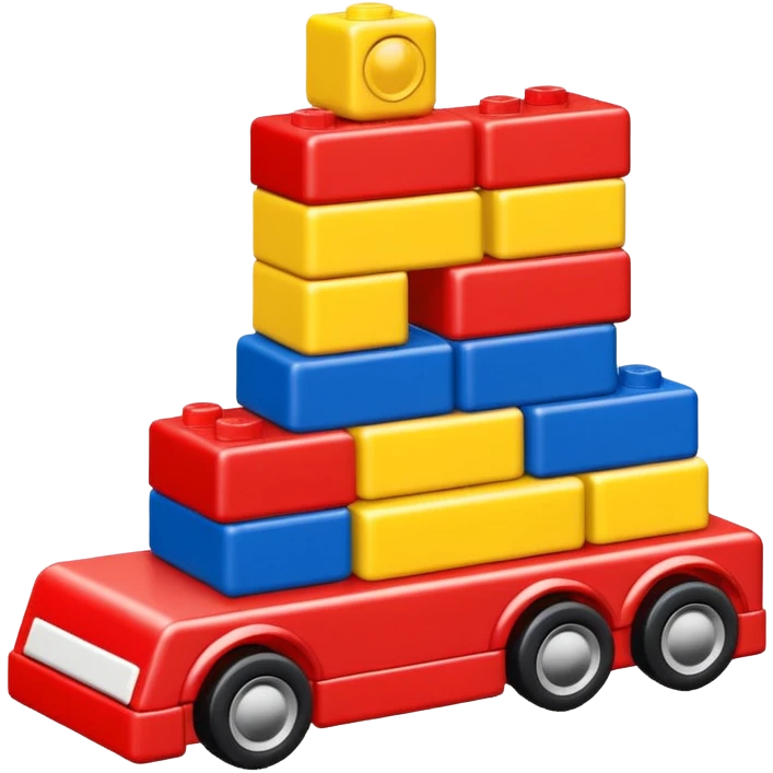 Toy car beside building blocks emoji