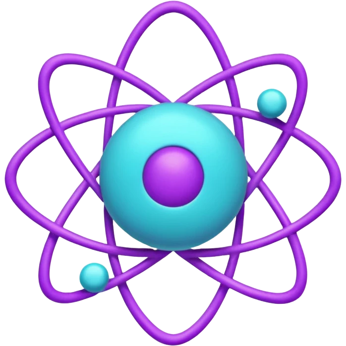 minimalistic atom, neon purple (#8B5CF6) and cyan (#00E0FF), representing Atom team creativity and innovation, clean tech design emoji