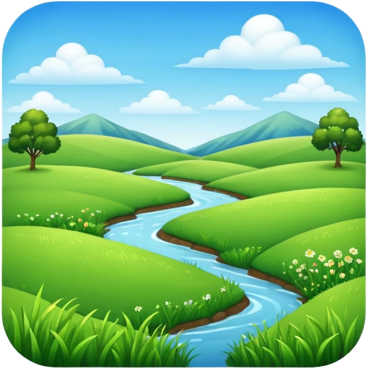 meadow scene with grass and sky, no river, no mountains emoji