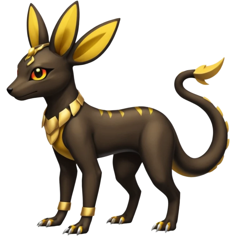 Shiny 4-legged Umbreon-Anubis-Salandit-Beedrill-fusion, full body emoji