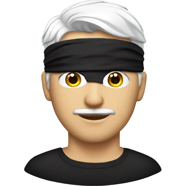 handsome white hair man with black blindfold emoji
