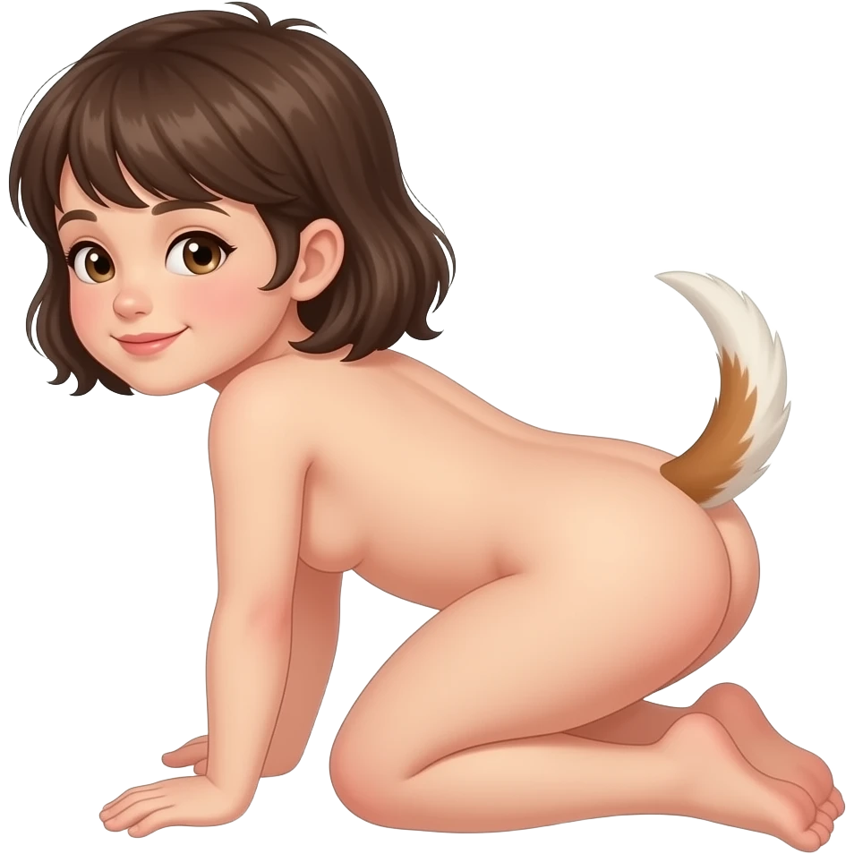 10 year old boy kid naked opens her butt in a doggie style without a dog body emoji