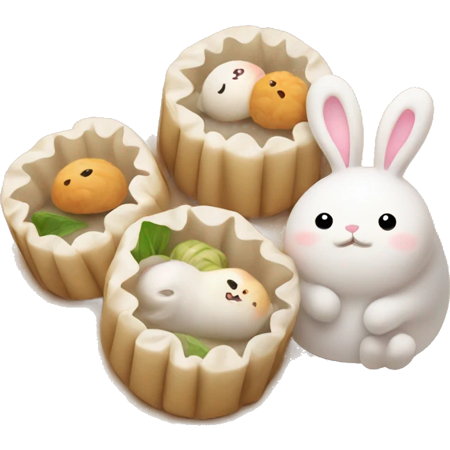 Dim sum with cute bunny emoji