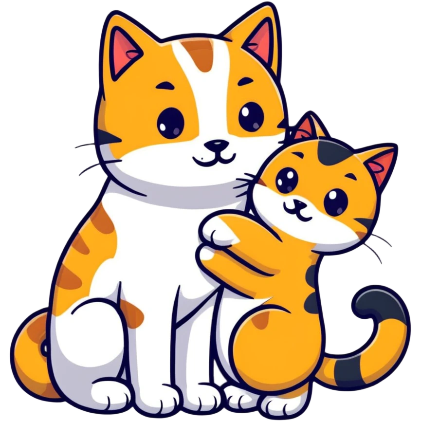 Cat hugging a dog emoji