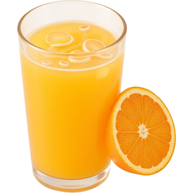 glass of orange juice with condensation, skeuomorphism icon style emoji