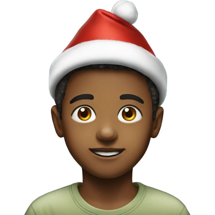realistic portrait of a boy with Xmas hat on emoji