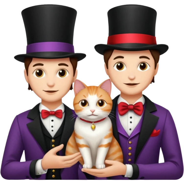 magician couple and their pet cat emoji