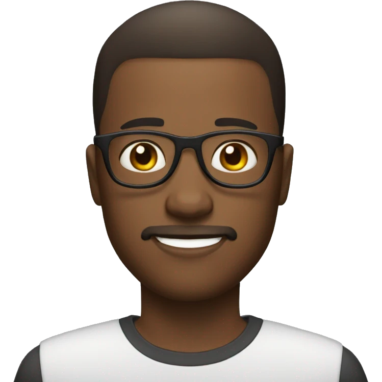 Black Young man and glasses and little beard mustache buzz cut hair emoji