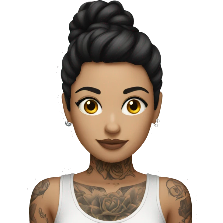 brunette female lots of tattoos emoji