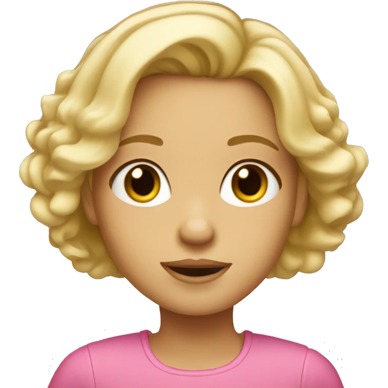 little blonde girl with short hair blowout emoji