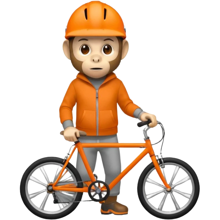 monkey wearing orange bicycle helmet, sweatshirt emoji
