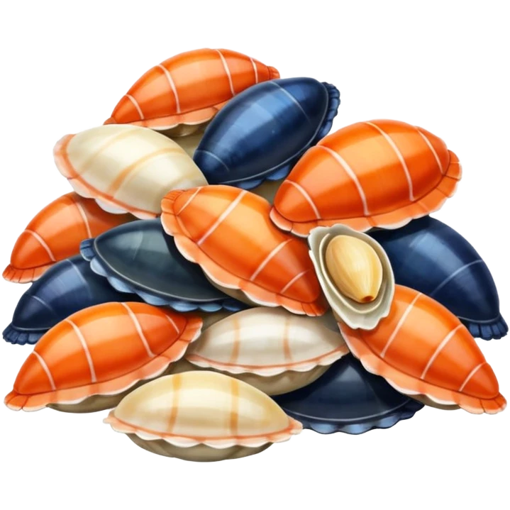pile of assorted shellfish, simple, clear emoji