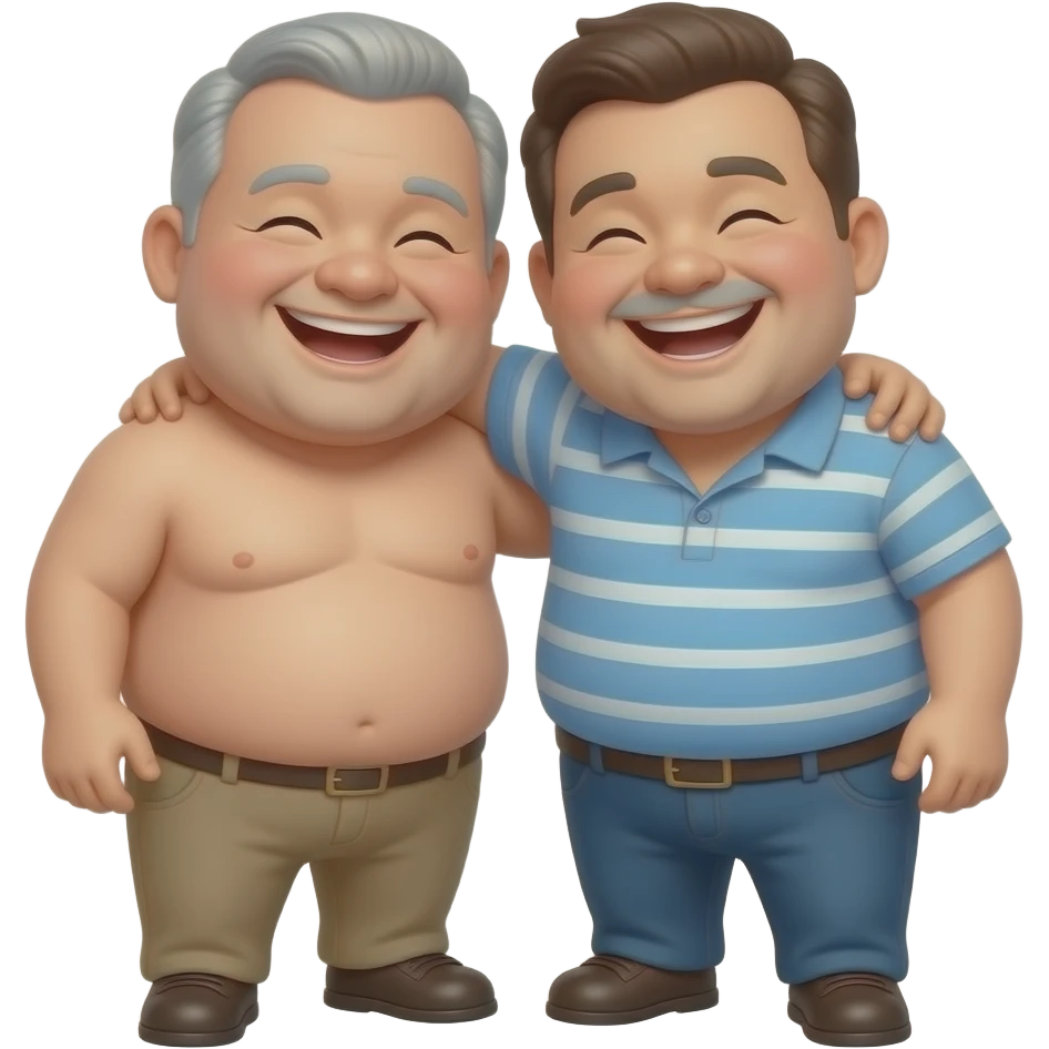 2 Fellow fat men sharing common bond emoji