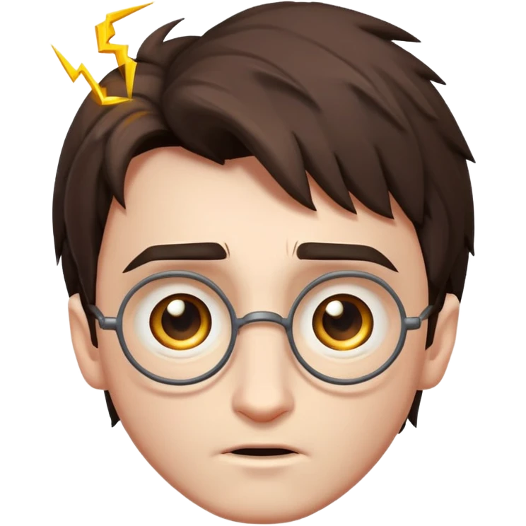 Harry Potter, in the middle of the forehead appear a Lightning-shaped scar  emoji