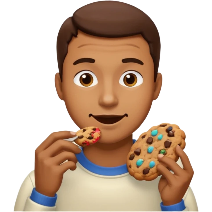Man eating cookies emoji