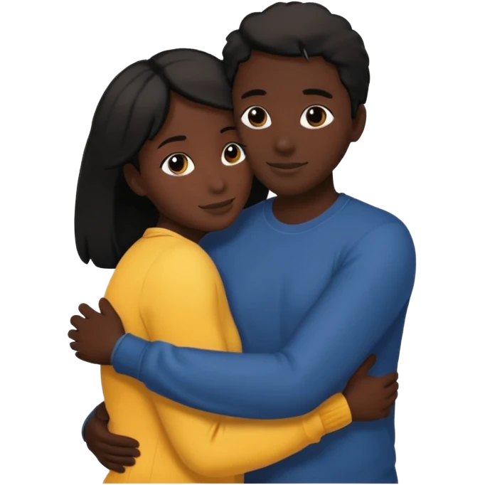 Two people hugging. They are facing each other. Silhouette only.  emoji