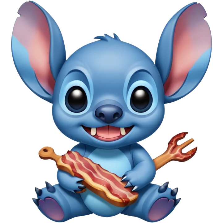 hungry Stitch with bacon emoji