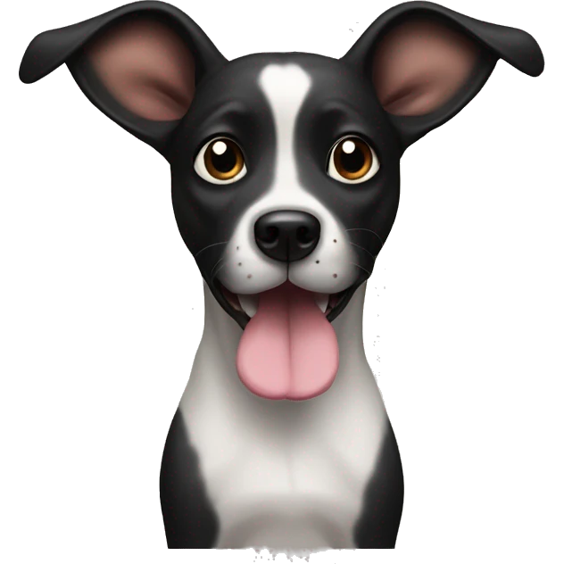dog with tongue out and very long black ears straight out to the sides emoji