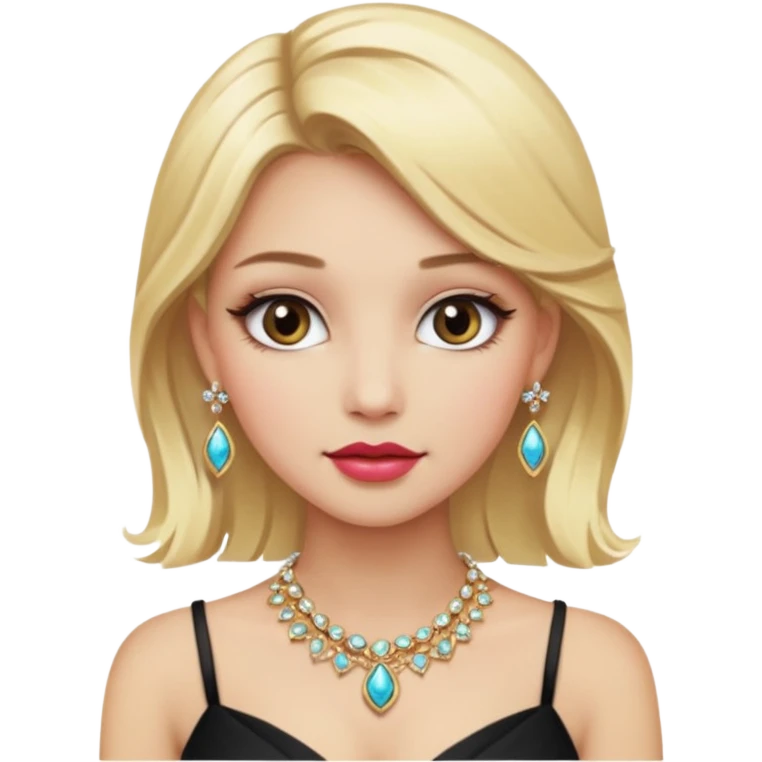 fancy blonde hair girl with makeup and jewellery emoji