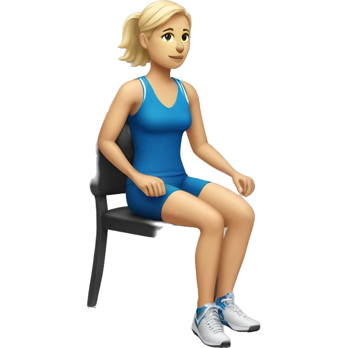 white woman in sport sitting down on a chair emoji