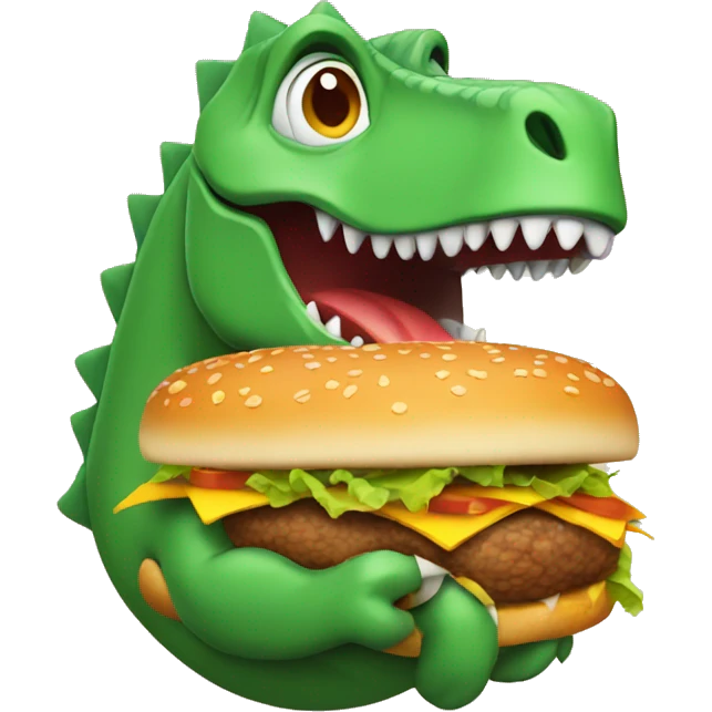 dinosaur with a hamburger emoji