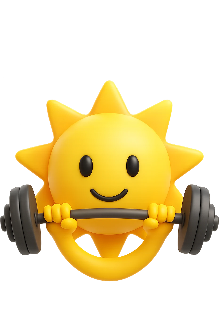 emoji stile iphone 3d di un sole che si allena con i pesi emoji