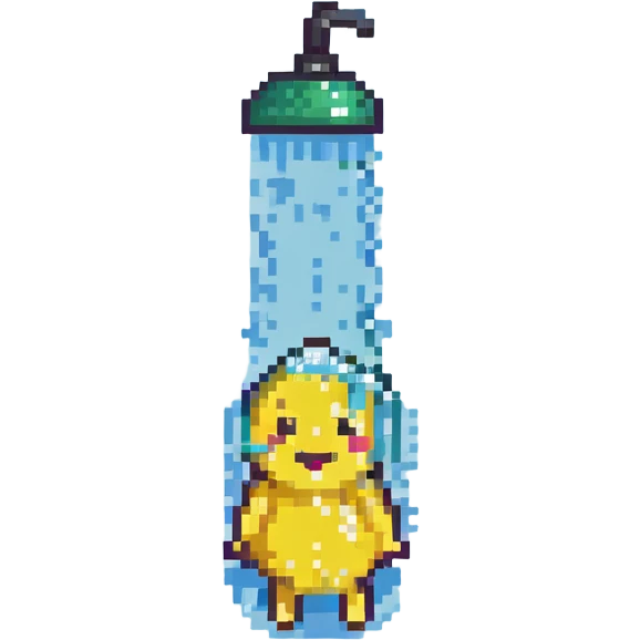 yellow emoji character taking a shower emoji