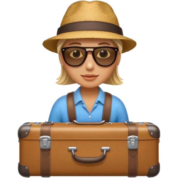 photorealistic tourist with a suitcase emoji