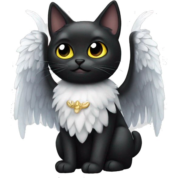 black cat with angel wings emoji