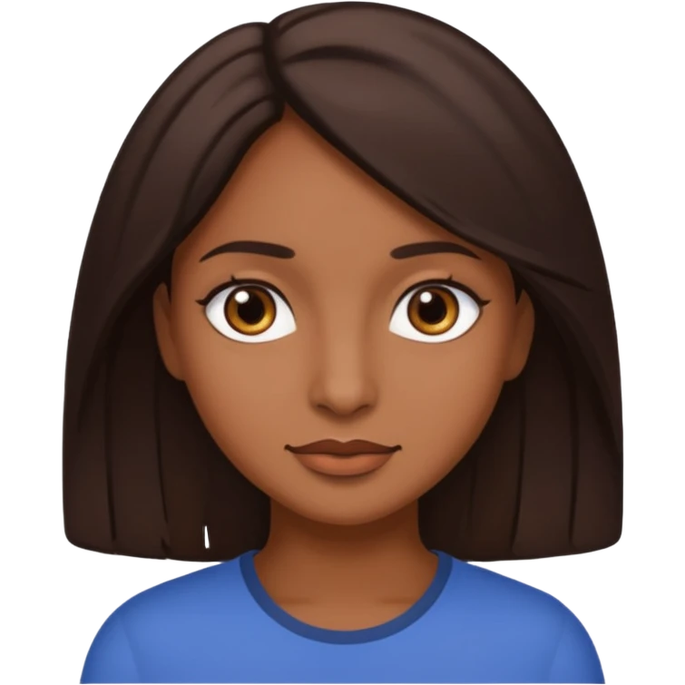 Sou morena, meu cabelo é castanho médio escuro e meus olhos é castanho escuro emoji