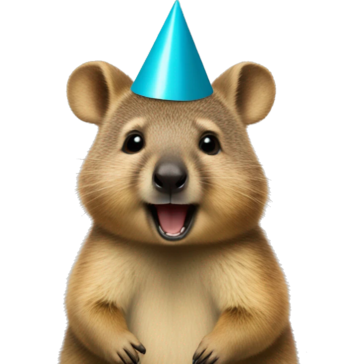 cute quokka wearing a party hat emoji