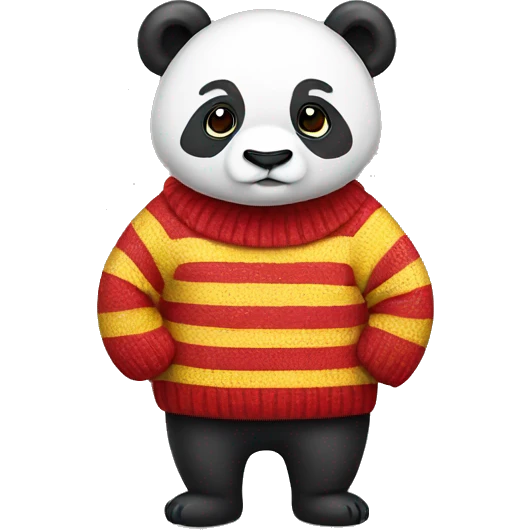 Panda wearing red,yellow stripe sweater emoji