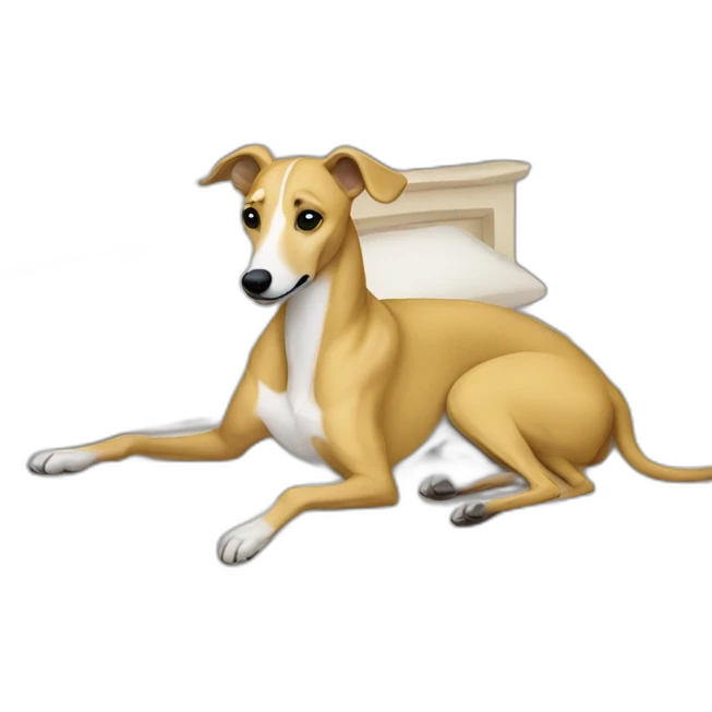 Gold whippet in a bed emoji