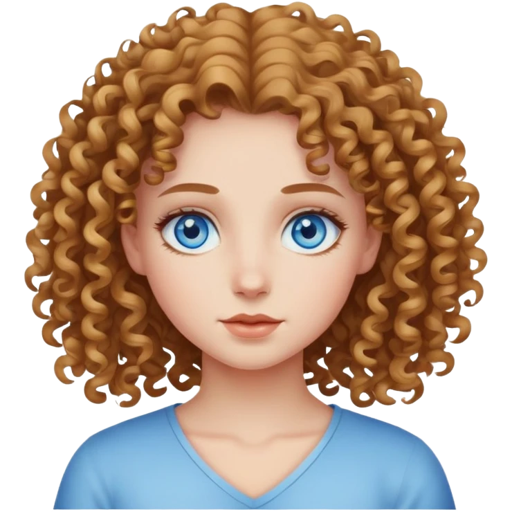 Dziewczyna z niebieskimi oczami kręconymi włosami  emoji